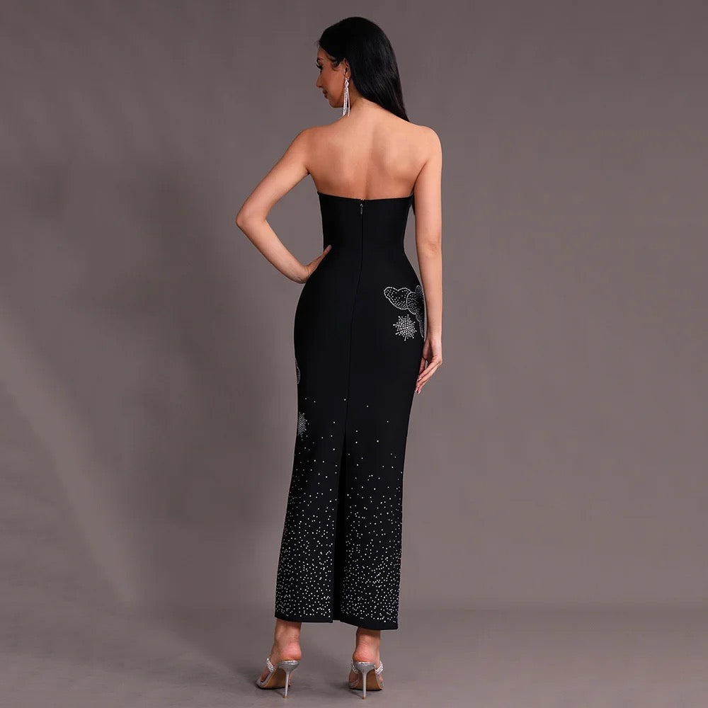 Strapless Diamond Off Shoulder Tight Long Bandage