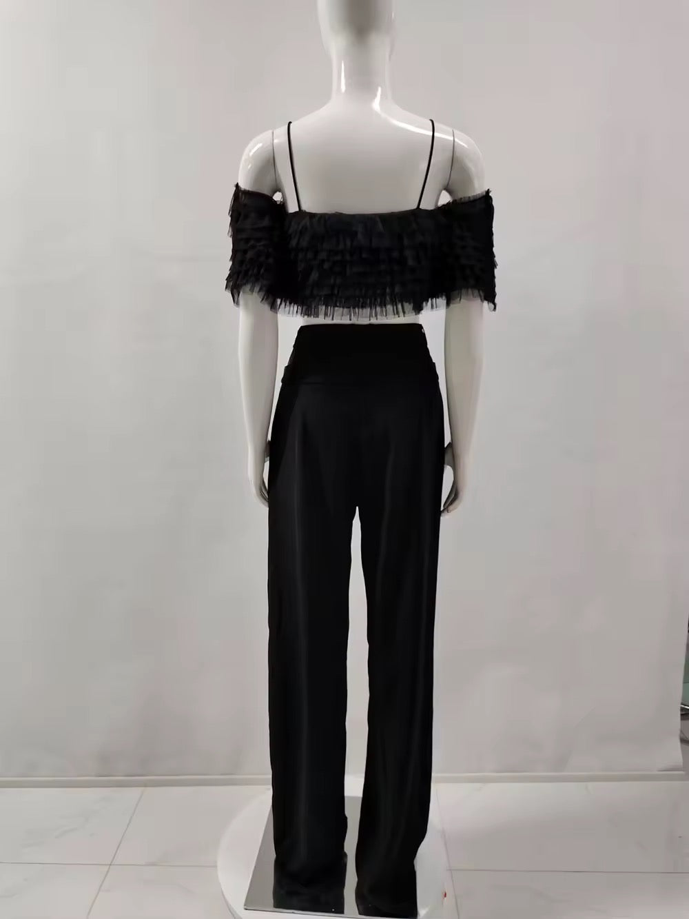 layered ruffle edges Crop Top and Pants set