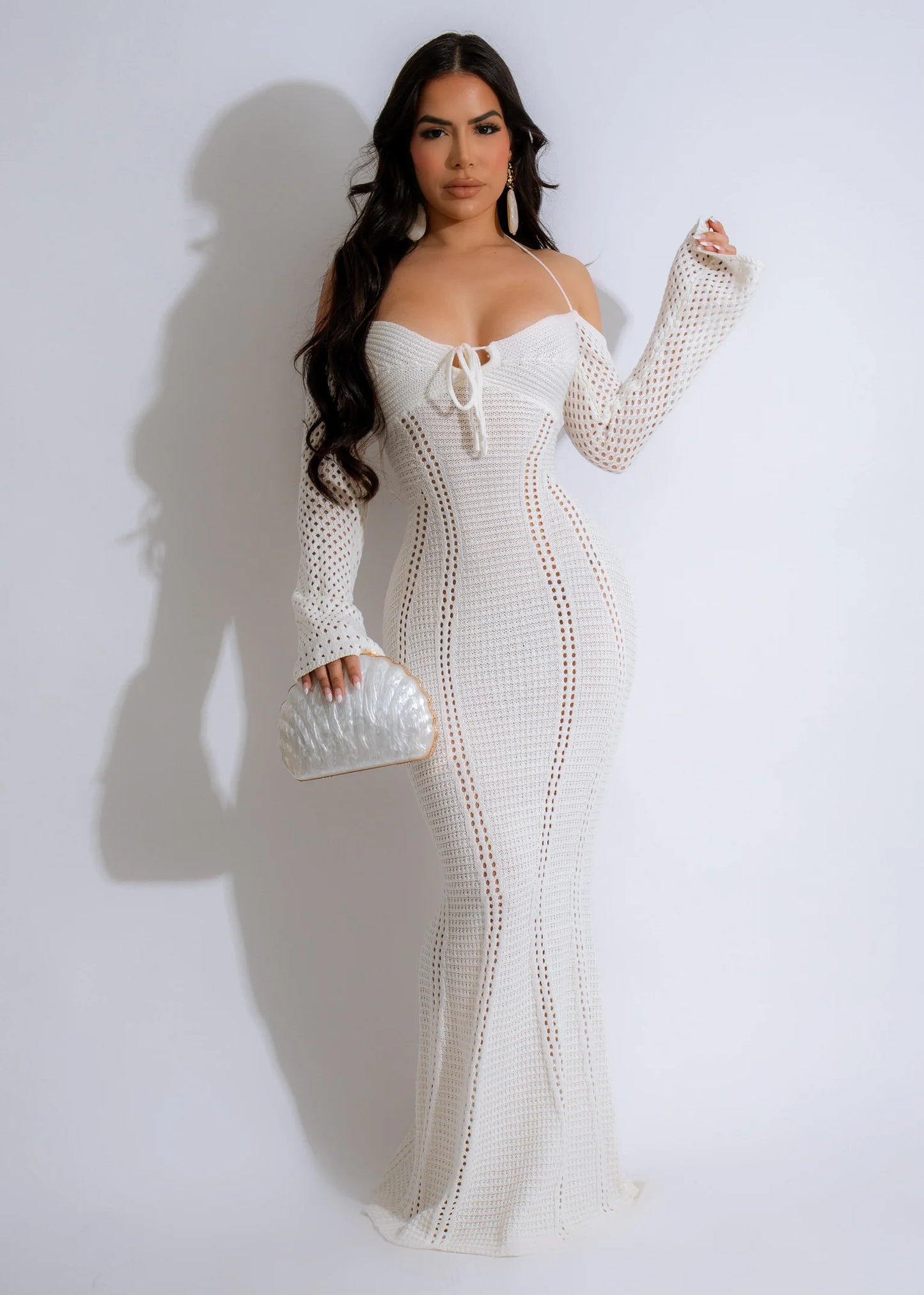 Crochet Maxi Dress White