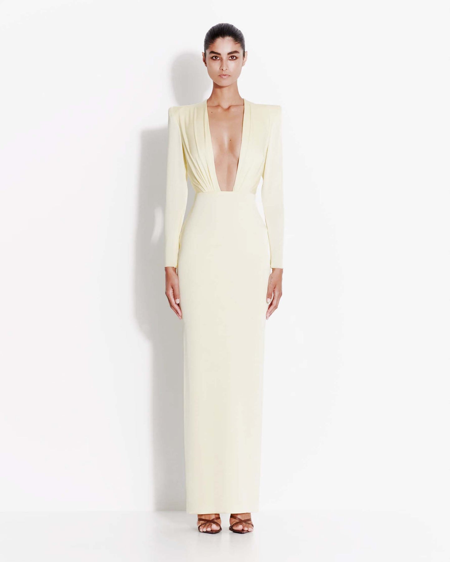 Becca white long slit dress