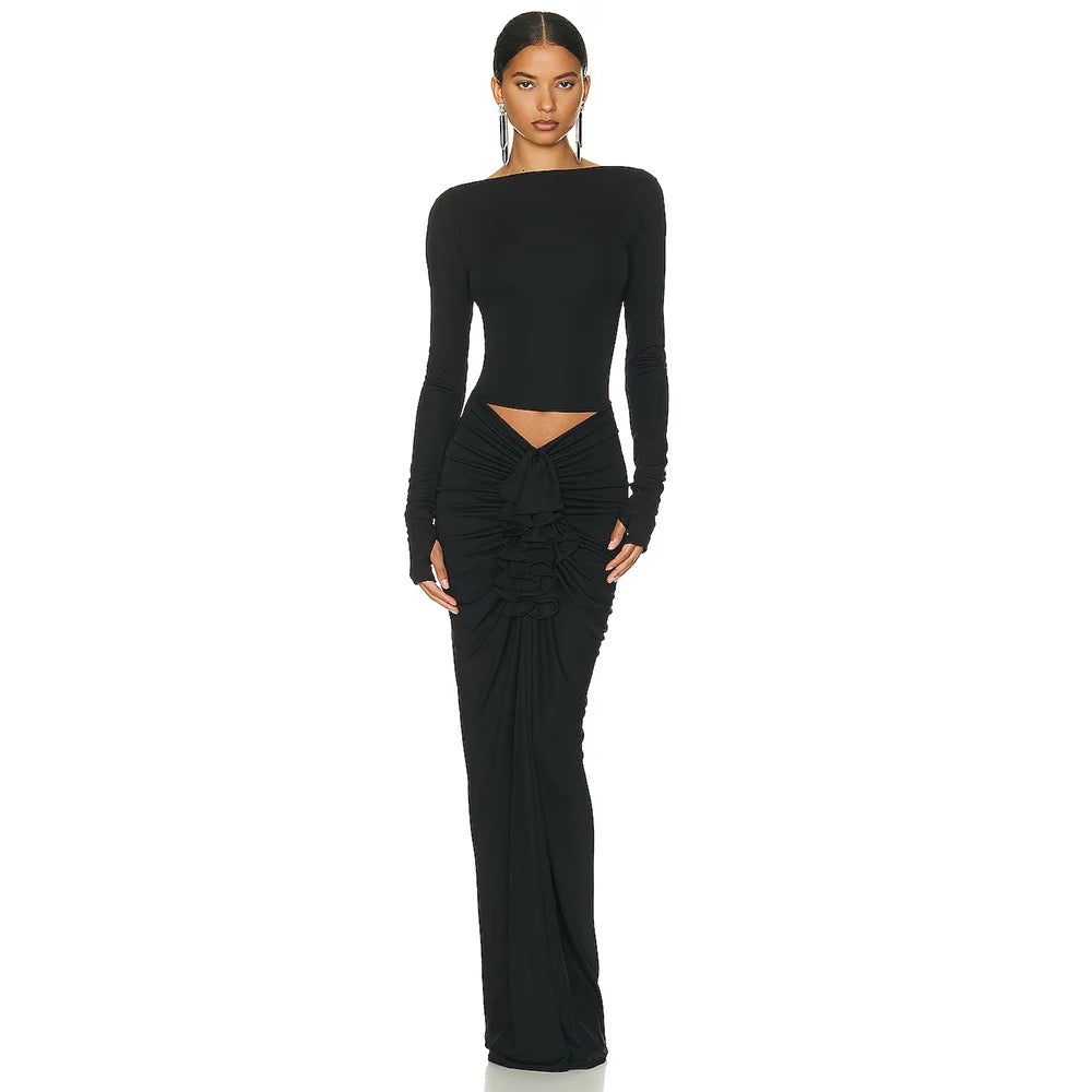 High Street Long sleeved Top+Long Skirt Set