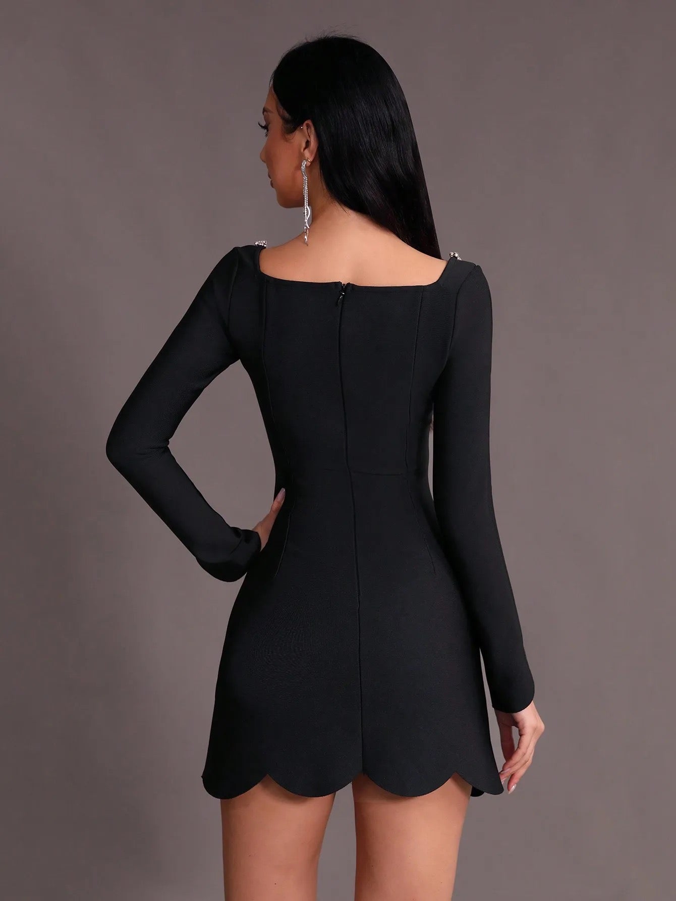 Long sleeved Diamond Short Tight Bandage Dress