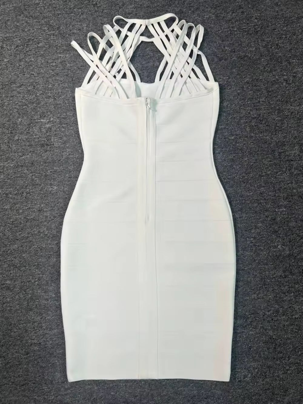 White Hollow Cross Spaghetti Strap Design Tight Bandage Mini Dress