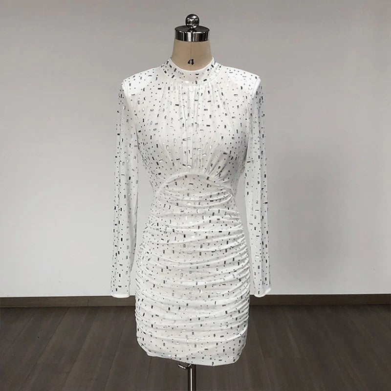 Long Sleeve Crystal Mini Dress