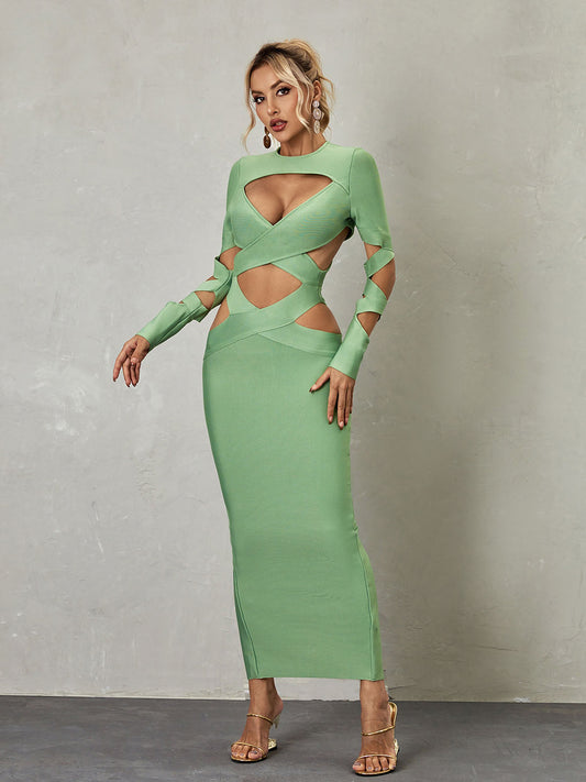 Long Sleeve Cutout Bandage Dress