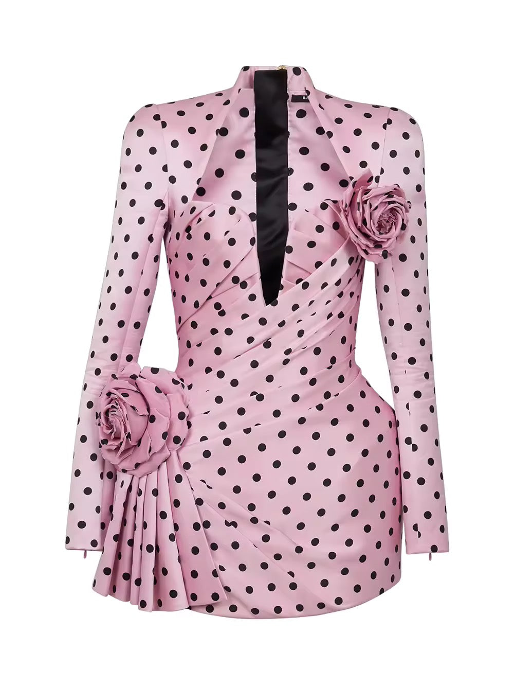 3D Flowers A-Line Dress Polka Dots Swing Dress