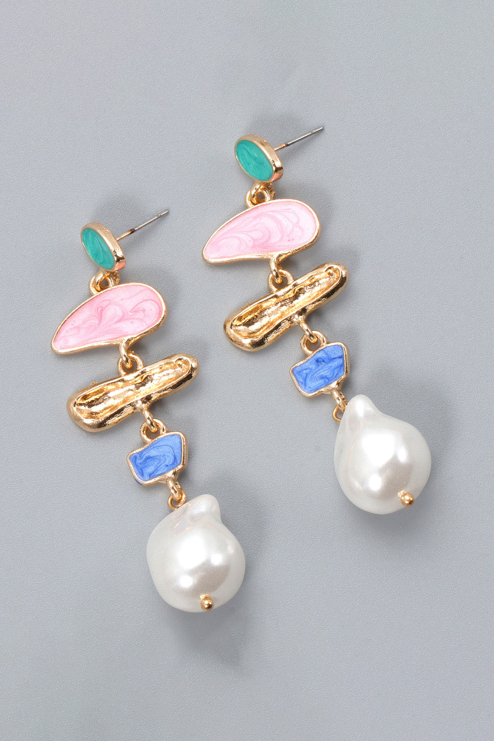 Abnormal Shpae Zinc Alloy Synthetic Pearl Dangle Earrings REBECATHELABEL