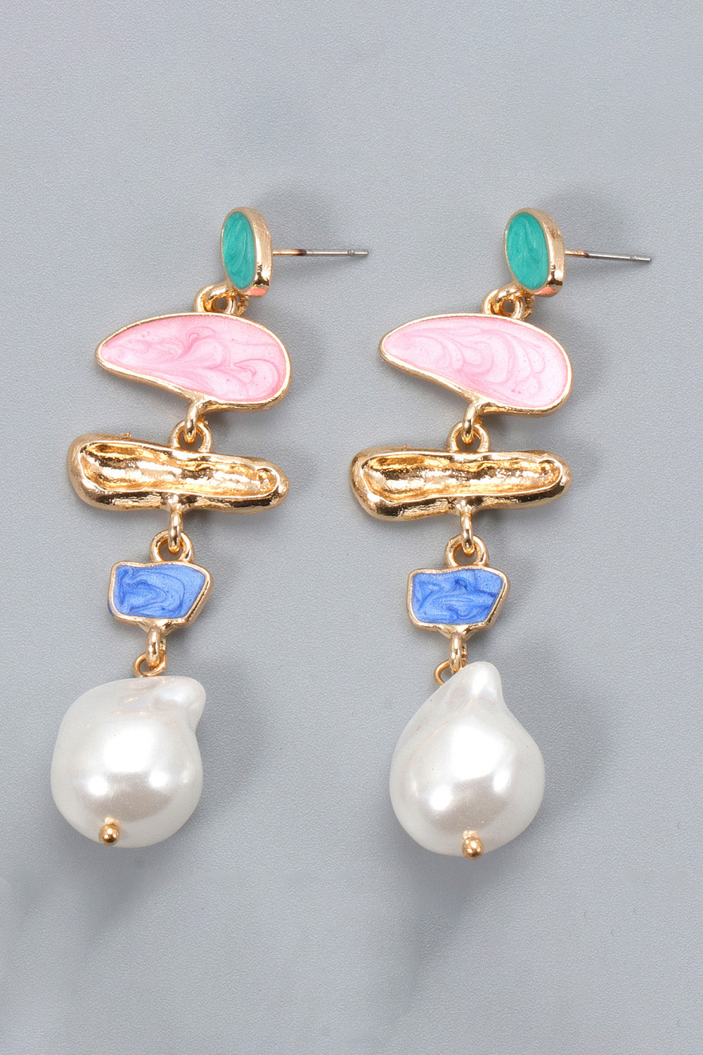 Abnormal Shpae Zinc Alloy Synthetic Pearl Dangle Earrings REBECATHELABEL