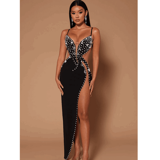 Aliyah diamond high slit dress REBECATHELABEL