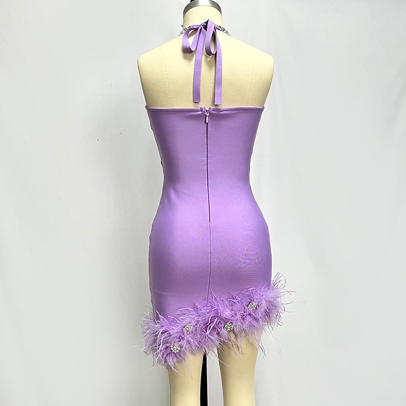 Am pretty and I know it feather mini dress REBECATHELABEL