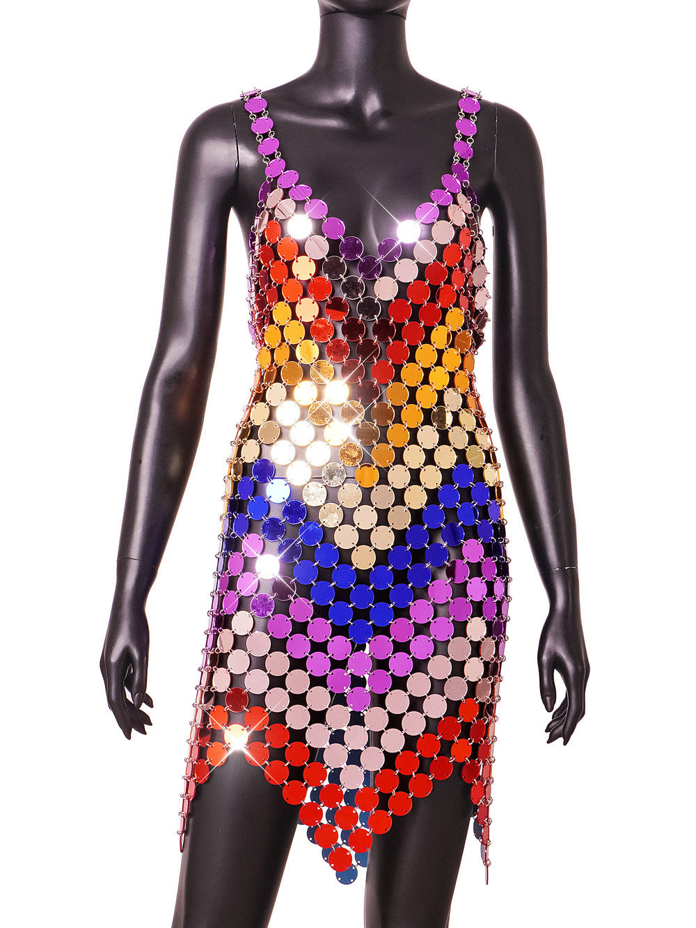 V Neck Acrylic Sequins Dress