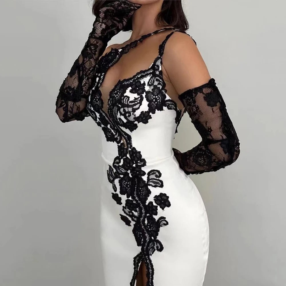 Asymmetric Heat Sheath Off Shoulder Lace Flower dress