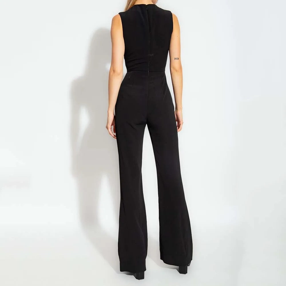 Sexy V-neck Sleeveless Diamond Tight Long jumpsuit