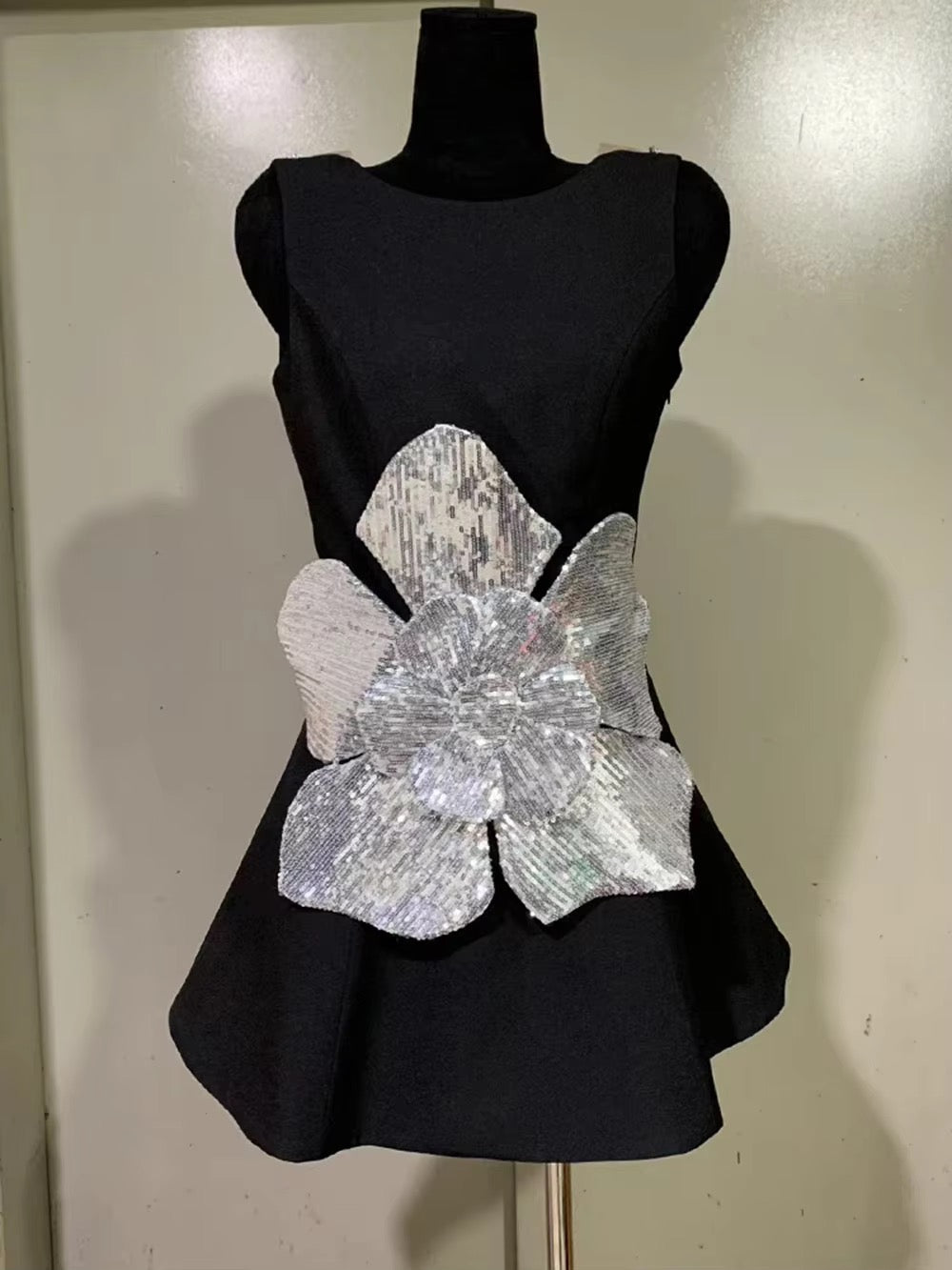 Spliced Flower Sequins Diamond Sexy Dress