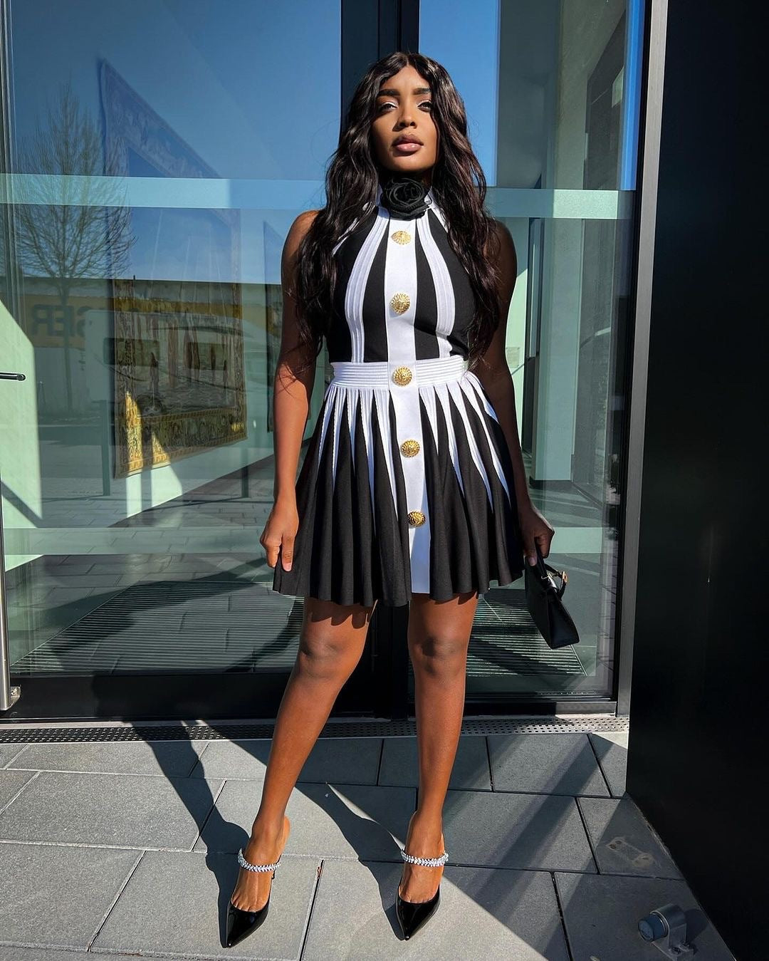 Yandy mini black and white dress