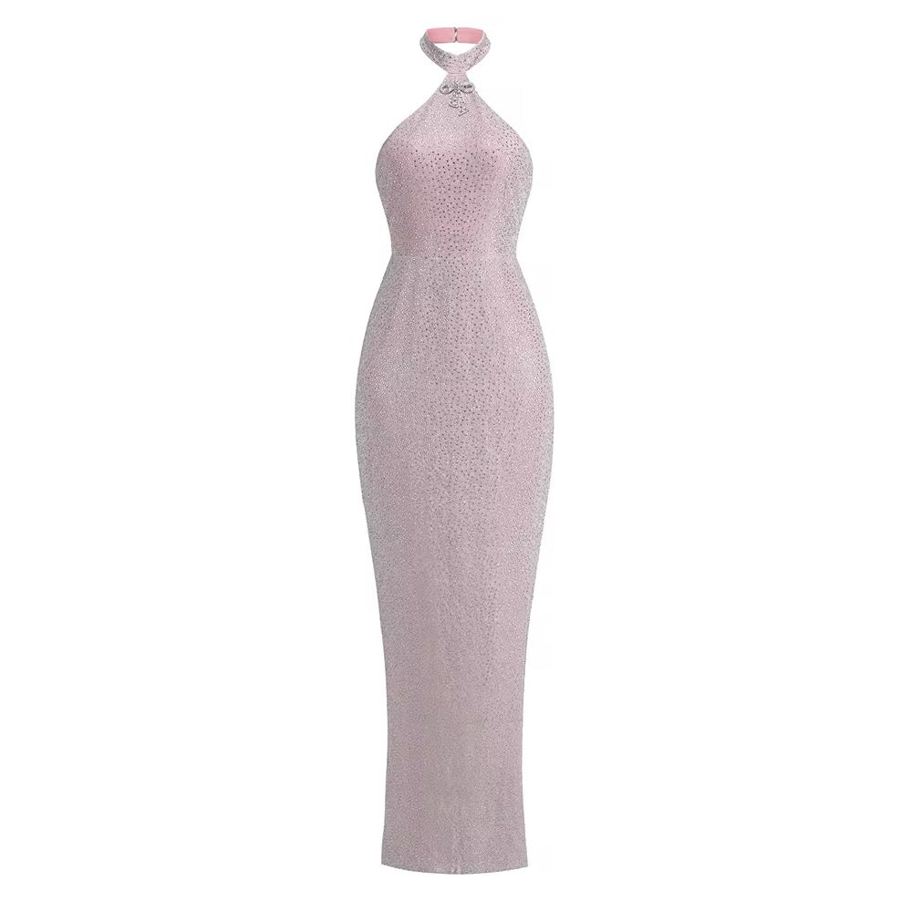 Backless Tight Maxi Pink Dress