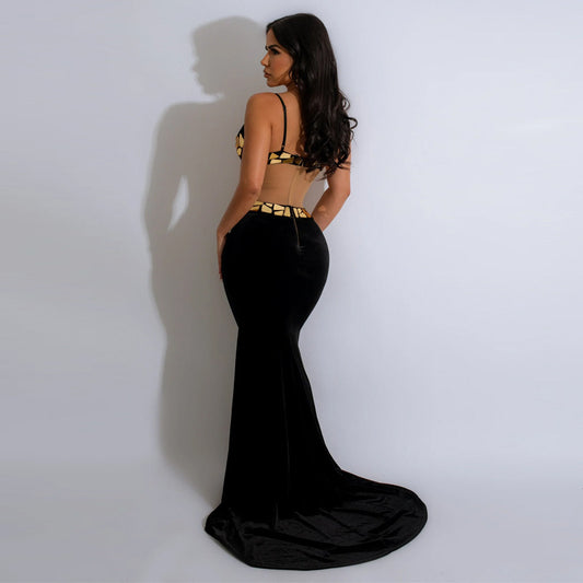 Backless Spaghetti Straps Sequin Mop Sequined Dress