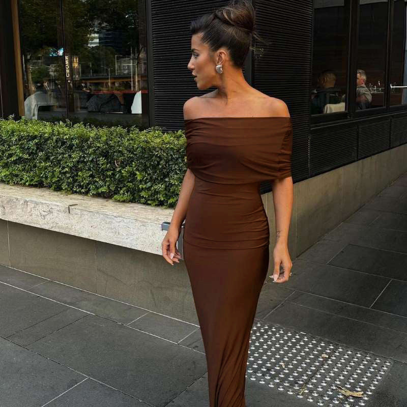 Off Shoulder Backless Sheath Sexy Maxi Dress