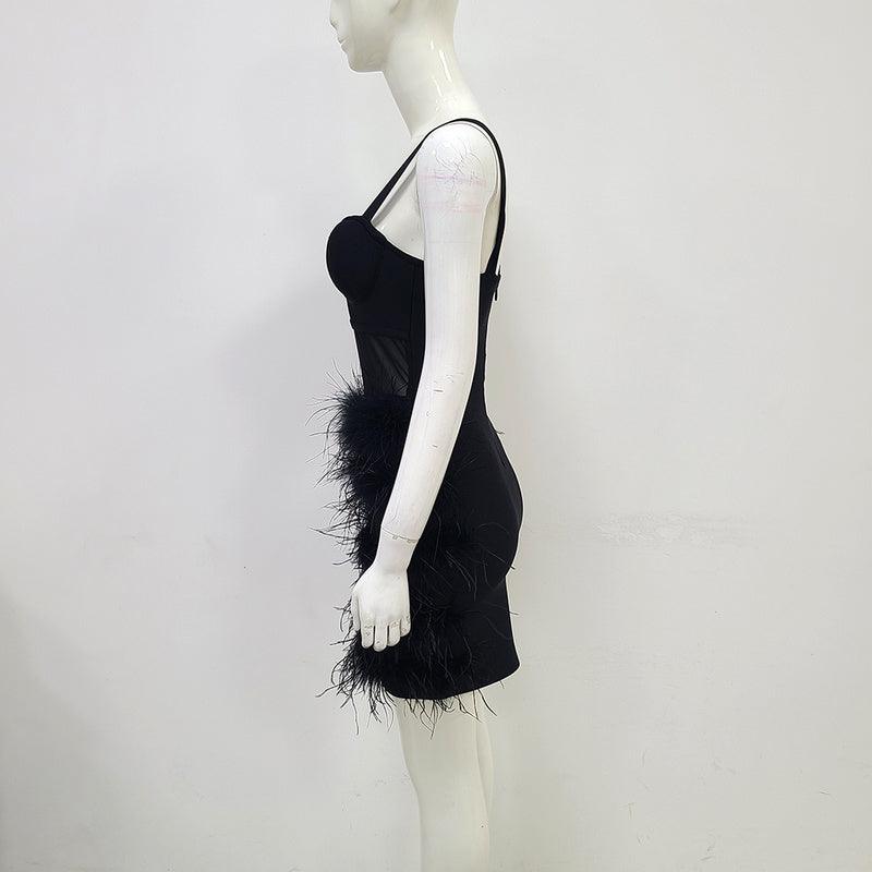 Baxic Baddie feather dress REBECATHELABEL