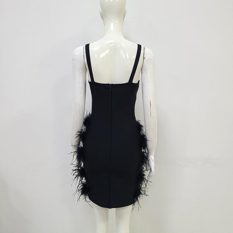 Baxic Baddie feather dress REBECATHELABEL