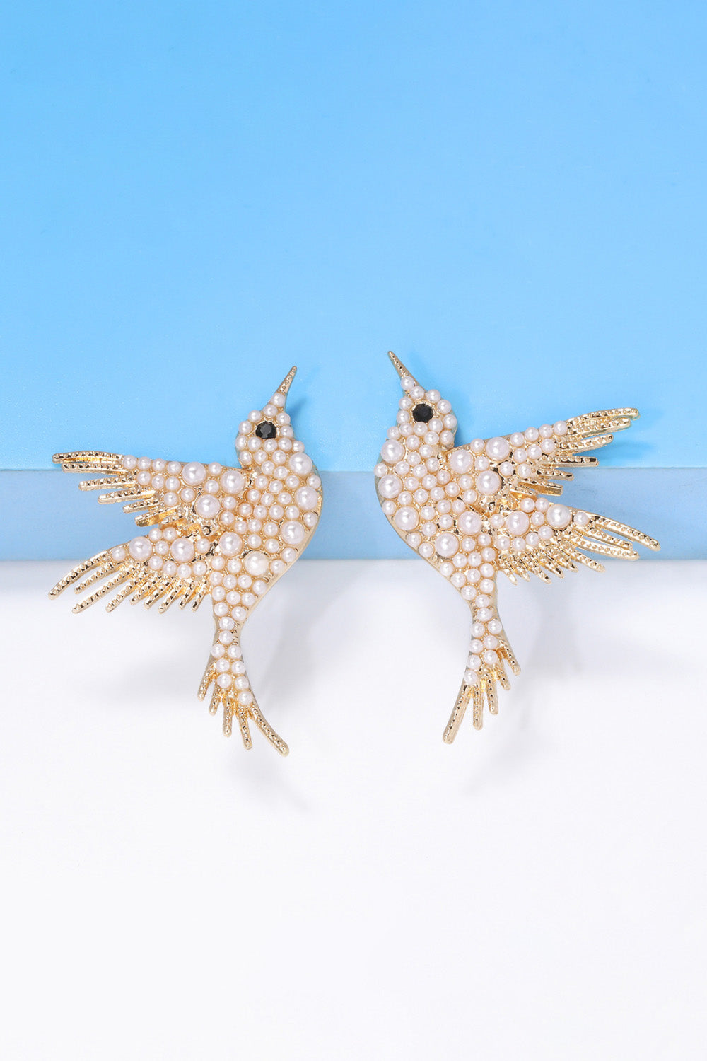 Bird Shape Zinc Alloy Frame Glass Stone Dangle Earrings REBECATHELABEL