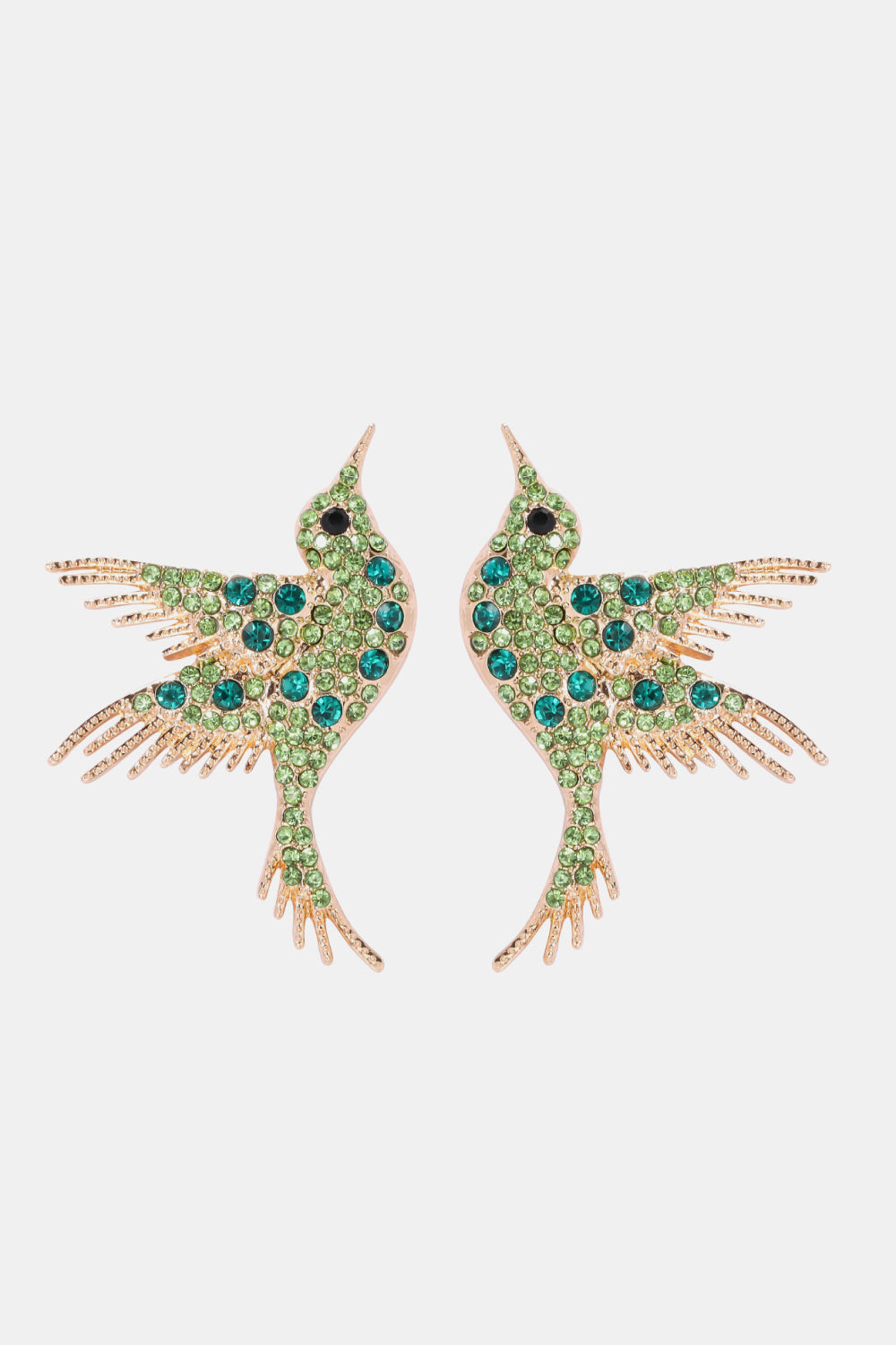 Bird Shape Zinc Alloy Frame Glass Stone Dangle Earrings REBECATHELABEL