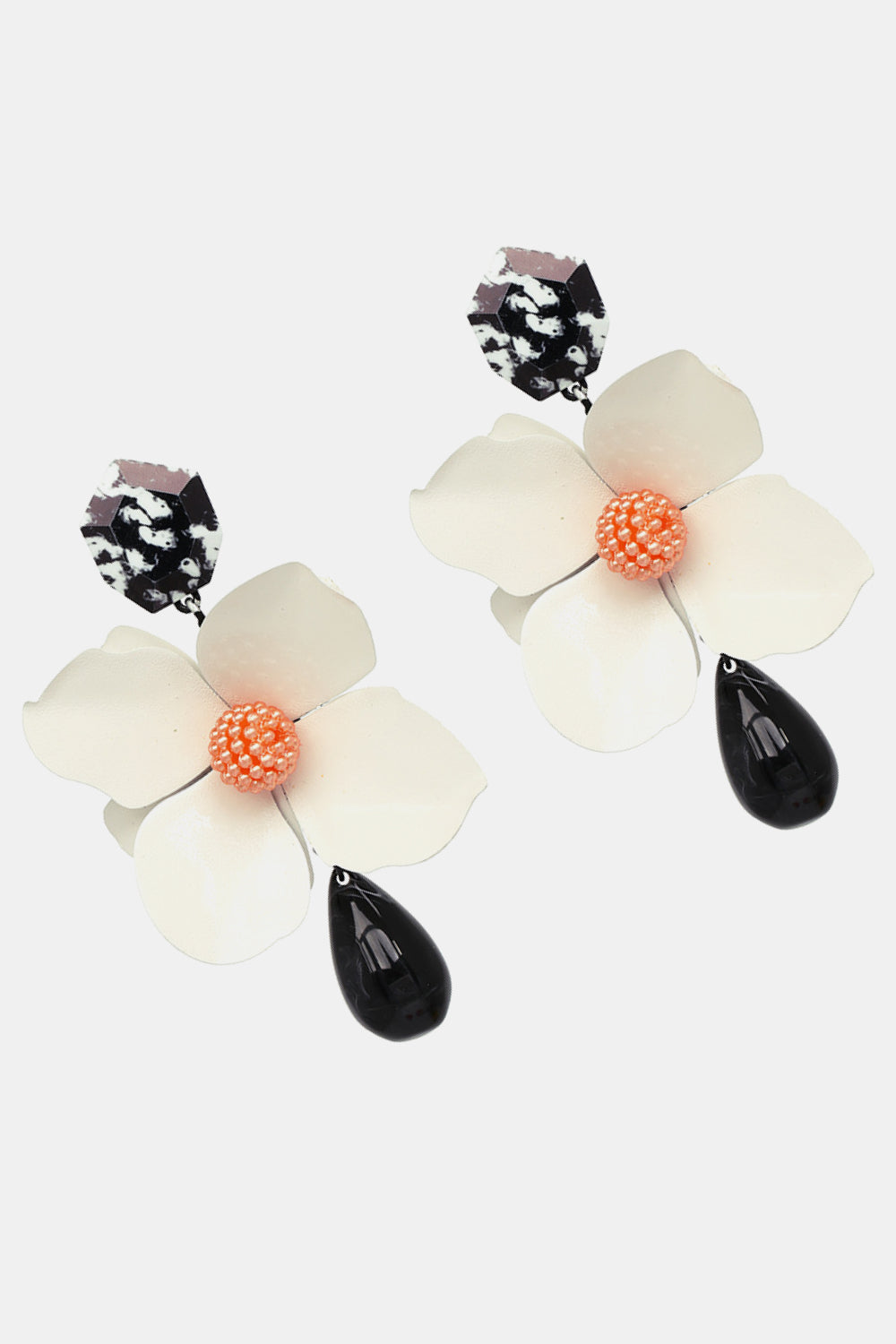 Bloosm Flower and Teardrop Resin Dangle Earrings REBECATHELABEL