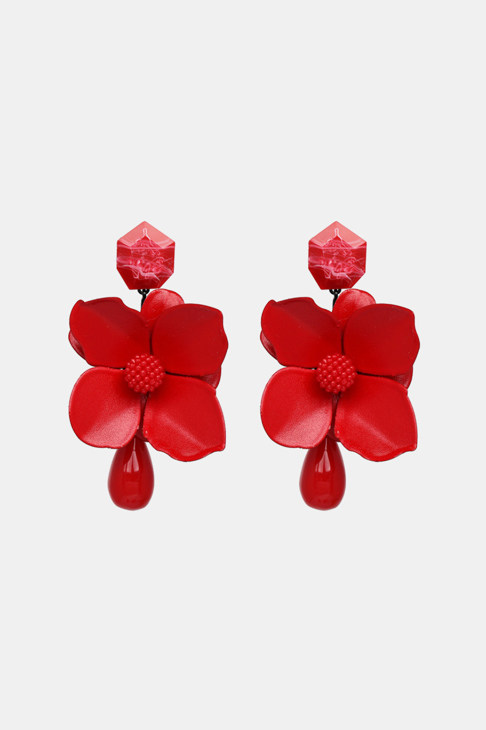 Bloosm Flower and Teardrop Resin Dangle Earrings REBECATHELABEL