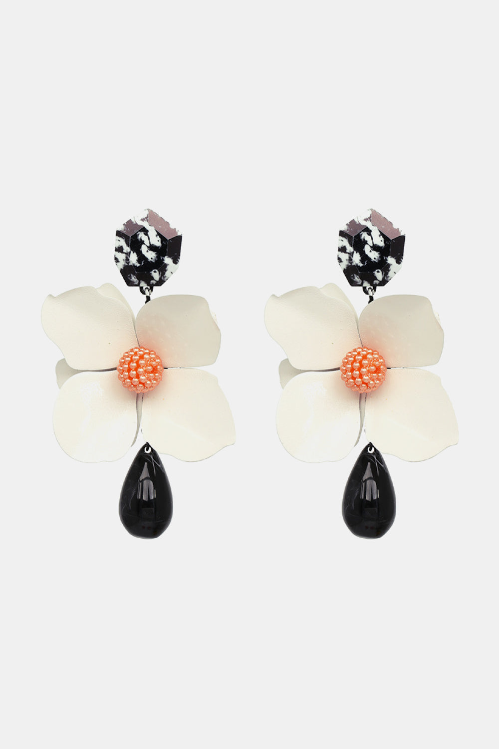 Bloosm Flower and Teardrop Resin Dangle Earrings REBECATHELABEL