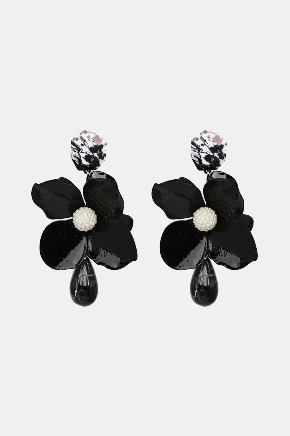 Bloosm Flower and Teardrop Resin Dangle Earrings REBECATHELABEL