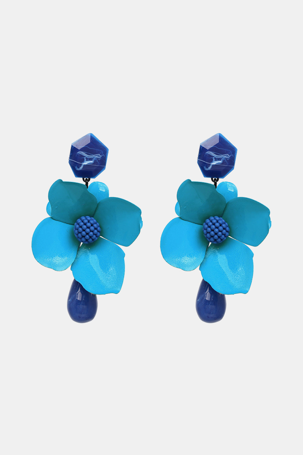 Bloosm Flower and Teardrop Resin Dangle Earrings REBECATHELABEL