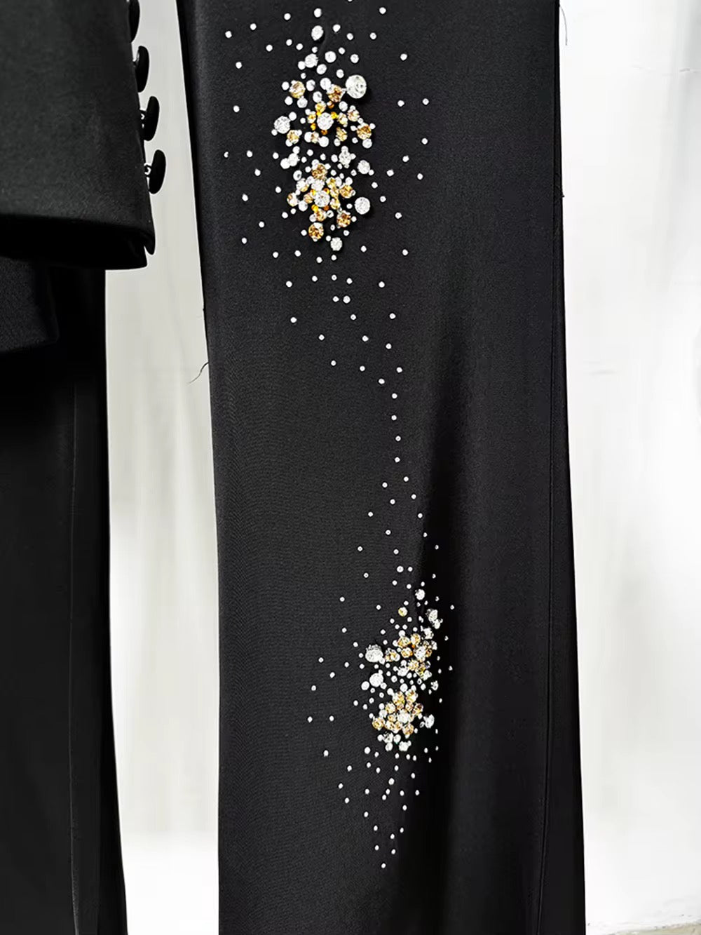 Diamonds Elegant Blazer Suit and Wide Leg Pants Two 2 Piece Sets