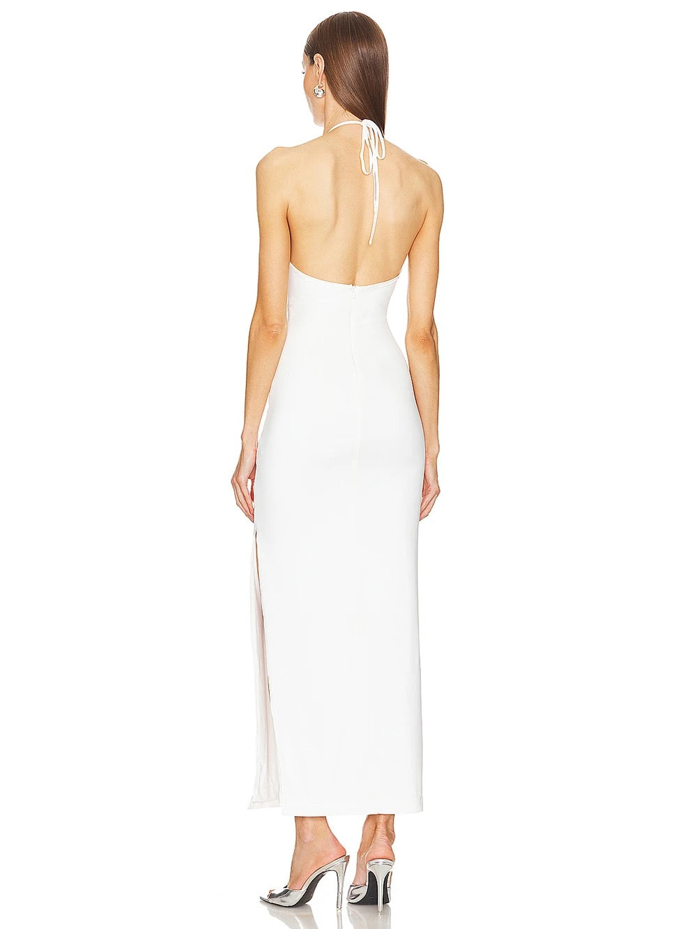 Hollow Out White Elegant Bandage Maxi Dress