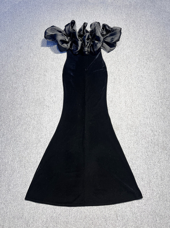 Lorah black velvet dress