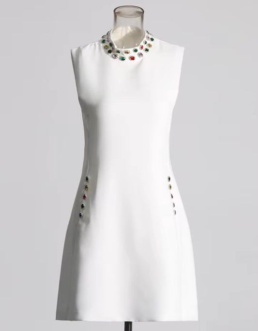 Shining white Diamond Chain Elegant Dress