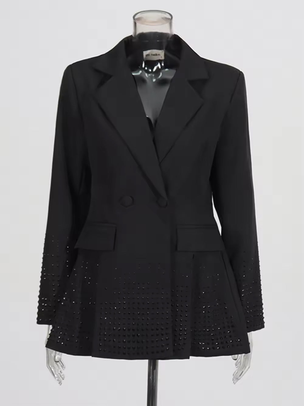 Long Blazer Double-Breasted Diamond Split Coat Jacket