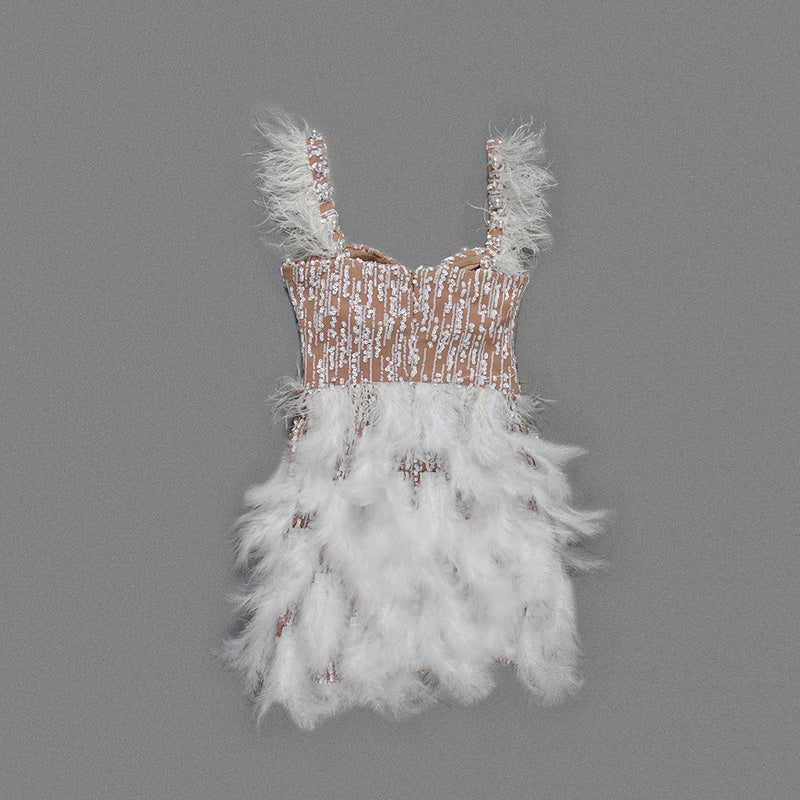 Cails feather dress REBECATHELABEL