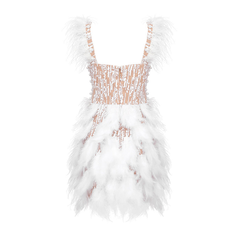 Cails feather dress REBECATHELABEL