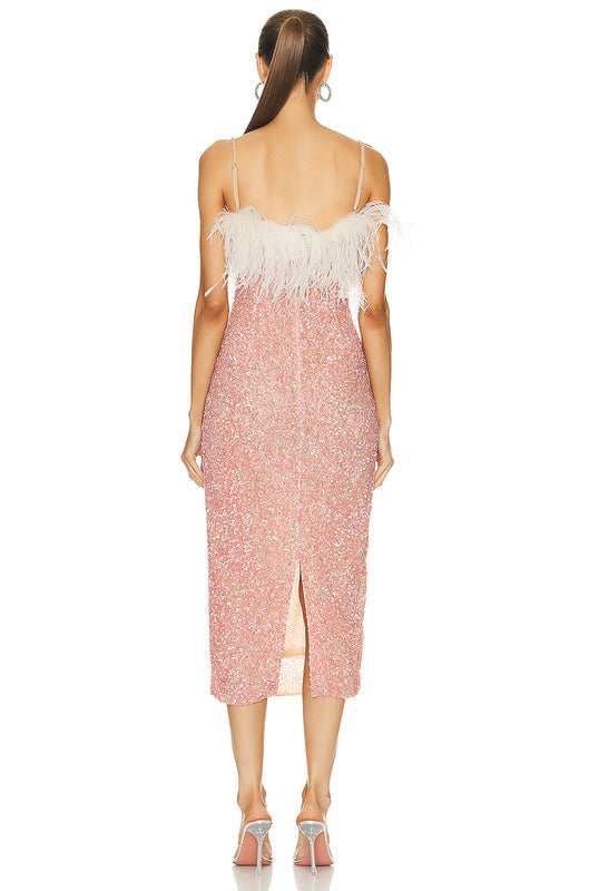 Cami feather sequin dress REBECATHELABEL