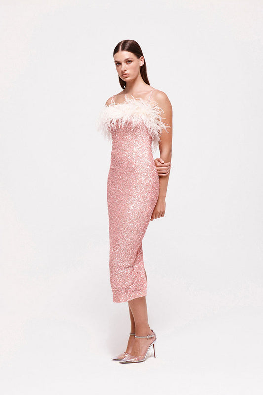 Cami feather sequin dress REBECATHELABEL