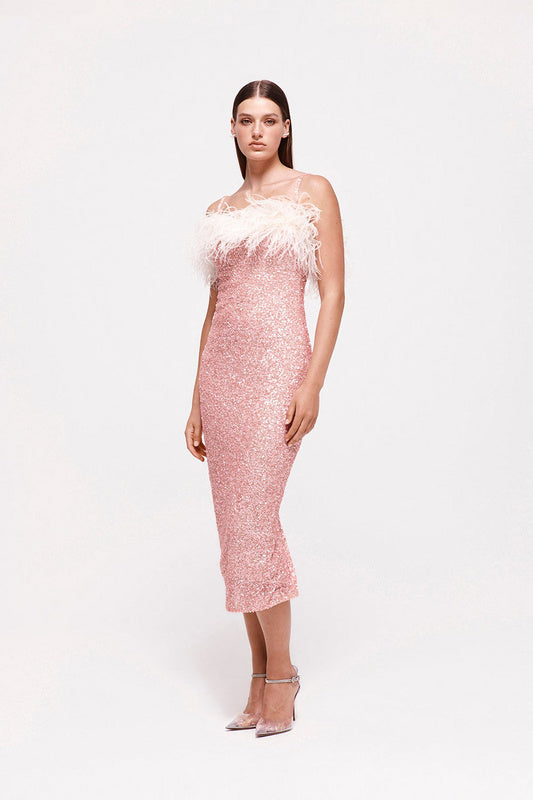 Cami feather sequin dress REBECATHELABEL