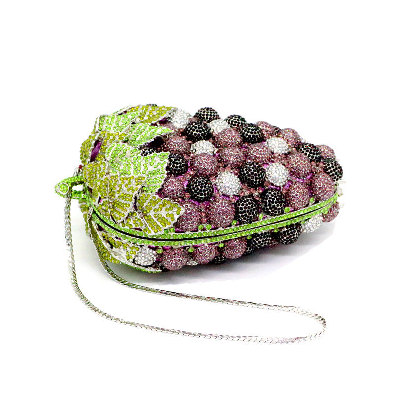 Cherry rhinestone flower clutch REBECATHELABEL