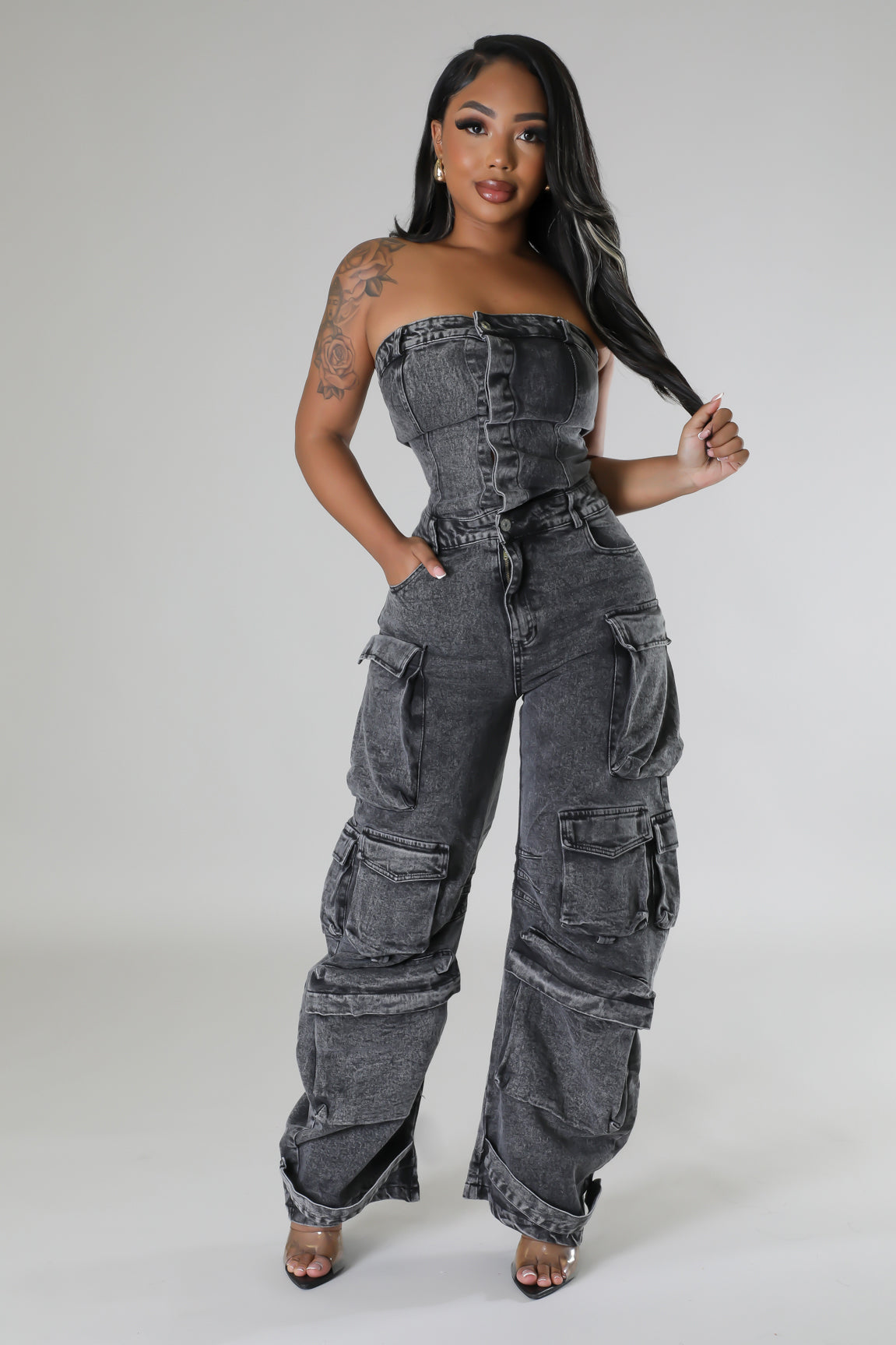 Claiming You Denim Jumpsuit REBECATHELABEL