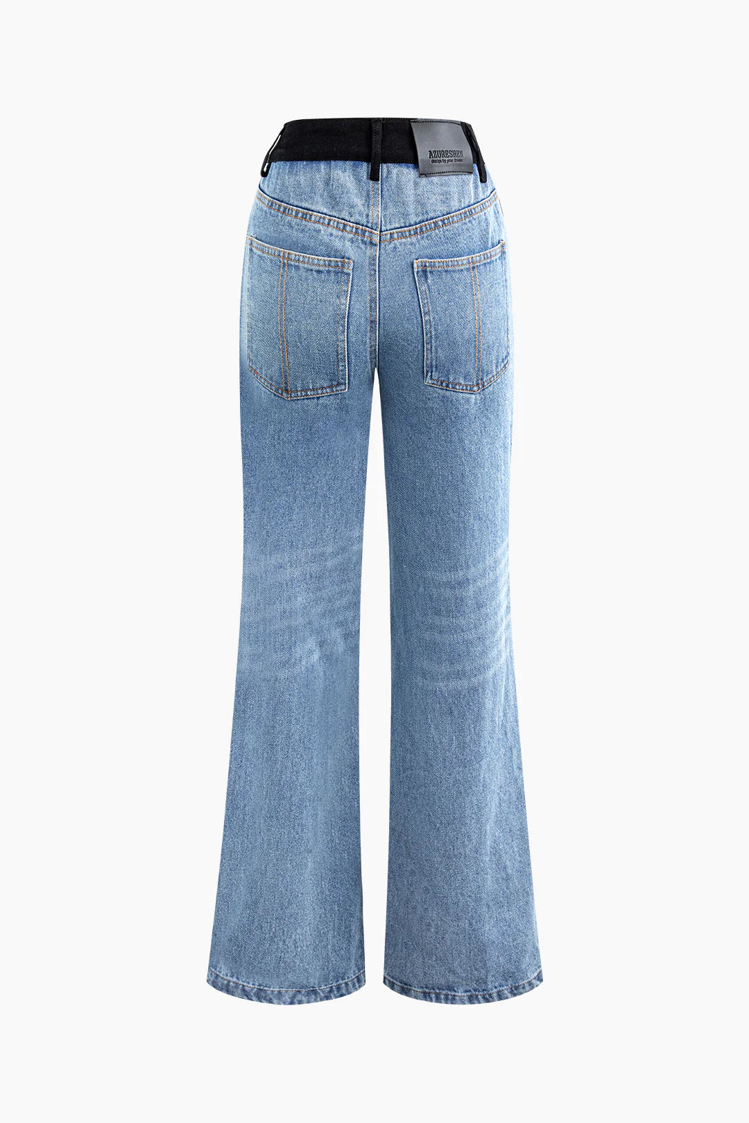 Contrast Panel Straight Jeans REBECATHELABEL