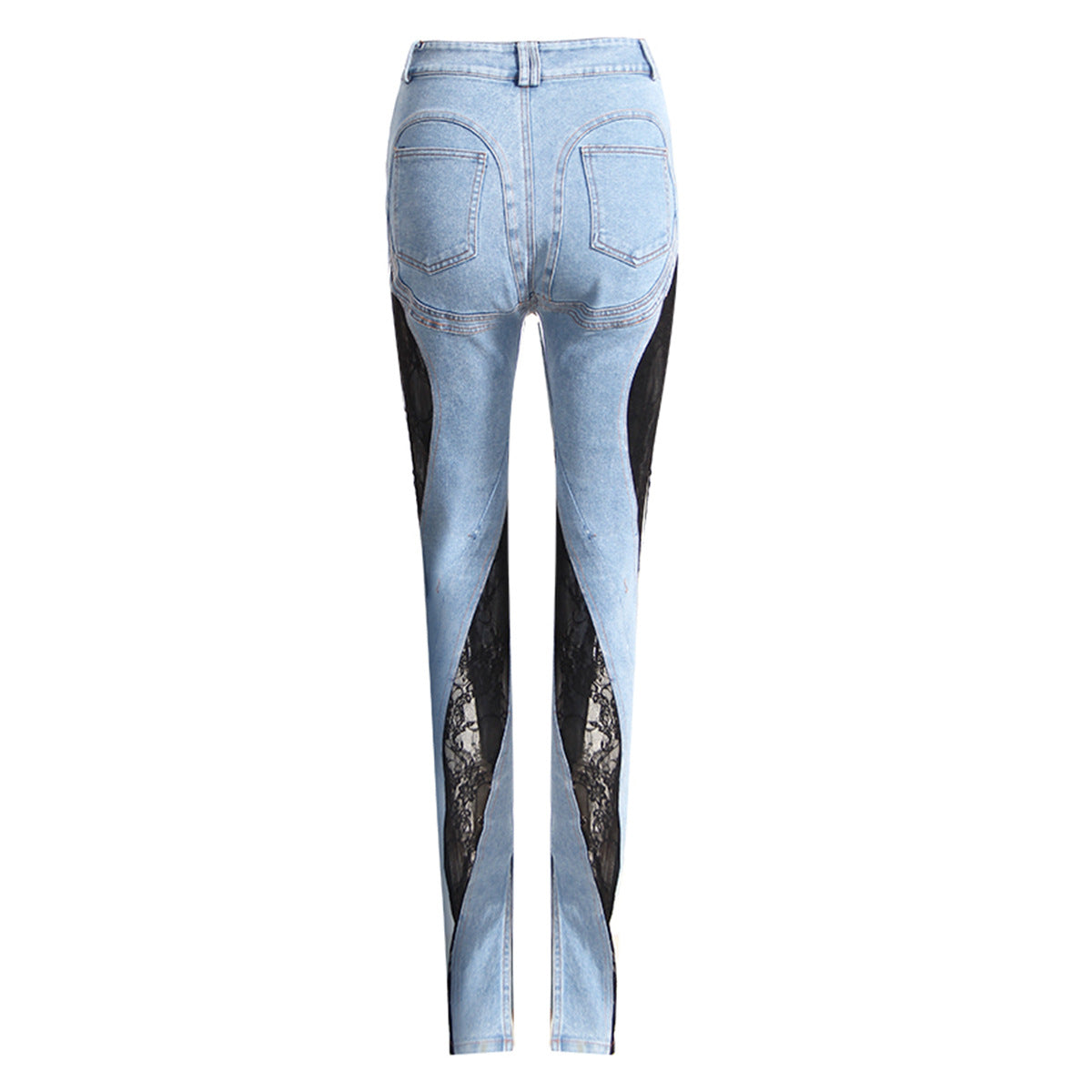 Contrast Patchwork Lace High Waist Slimming Jeans REBECATHELABEL