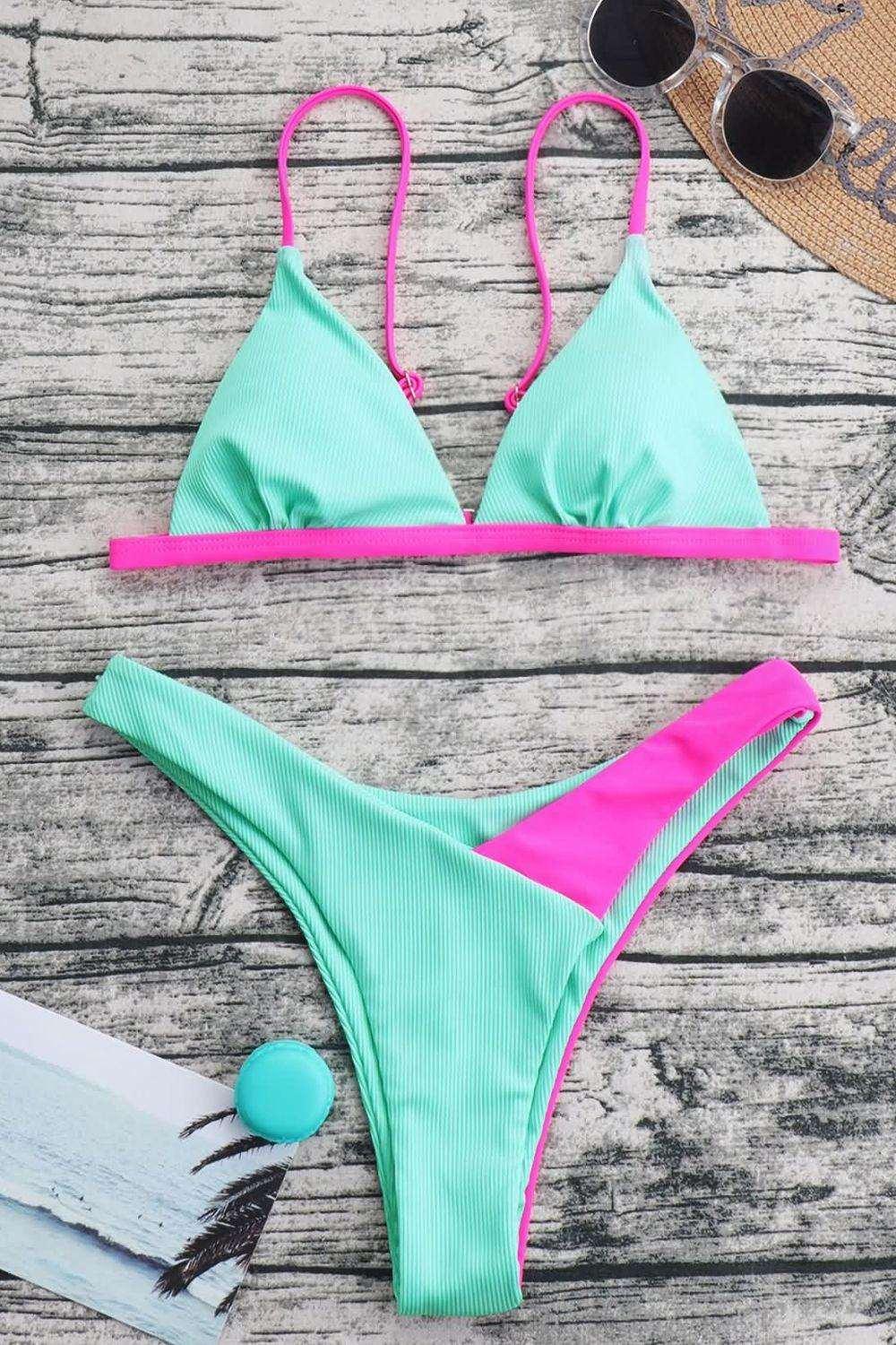 Contrast Ribbed Bikini Set REBECATHELABEL