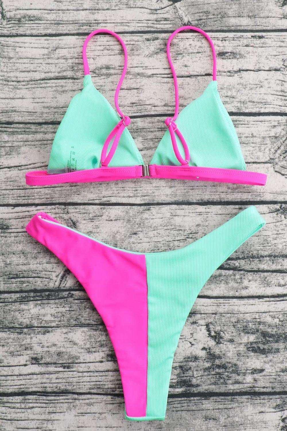 Contrast Ribbed Bikini Set REBECATHELABEL