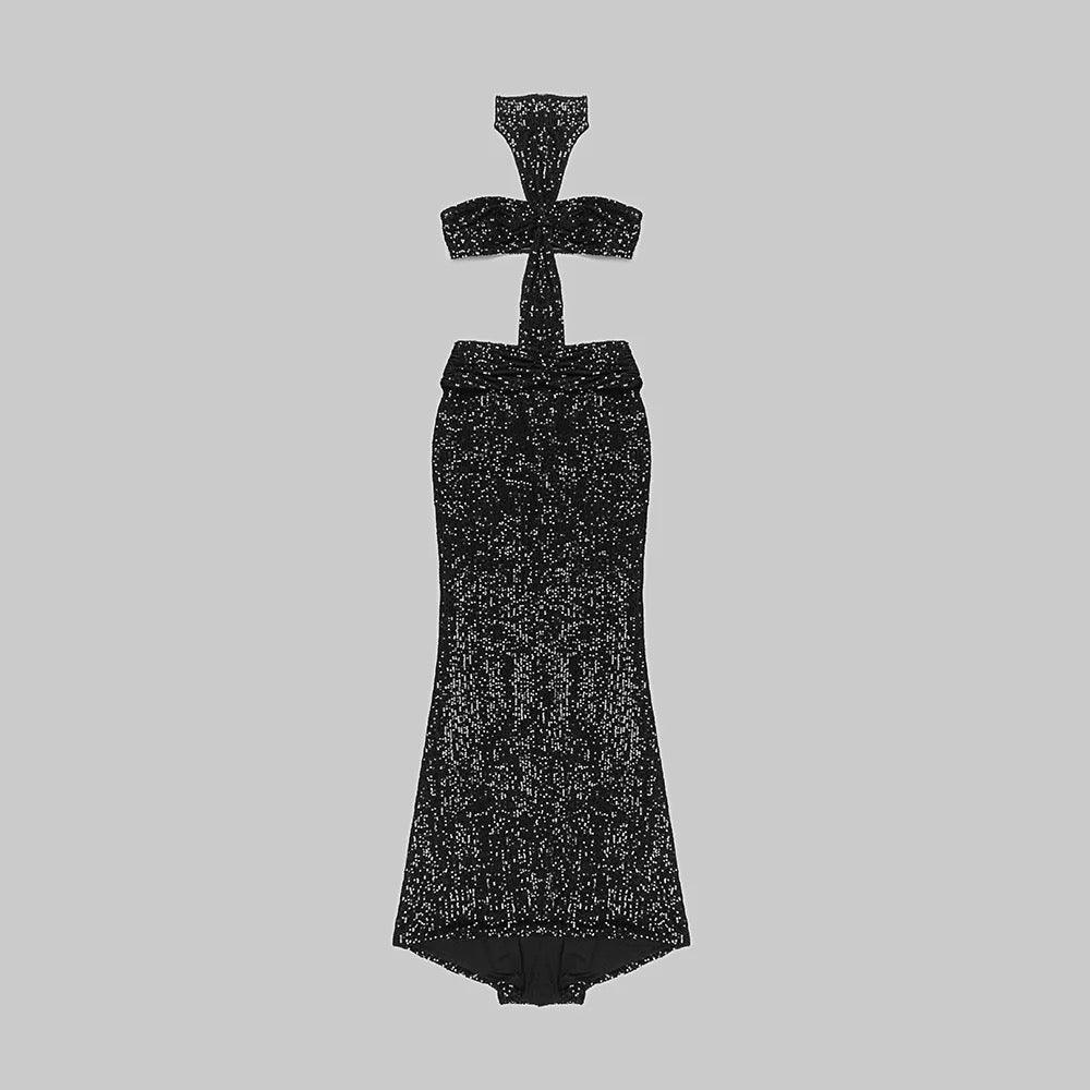 Cross nia Gown in Black REBECATHELABEL