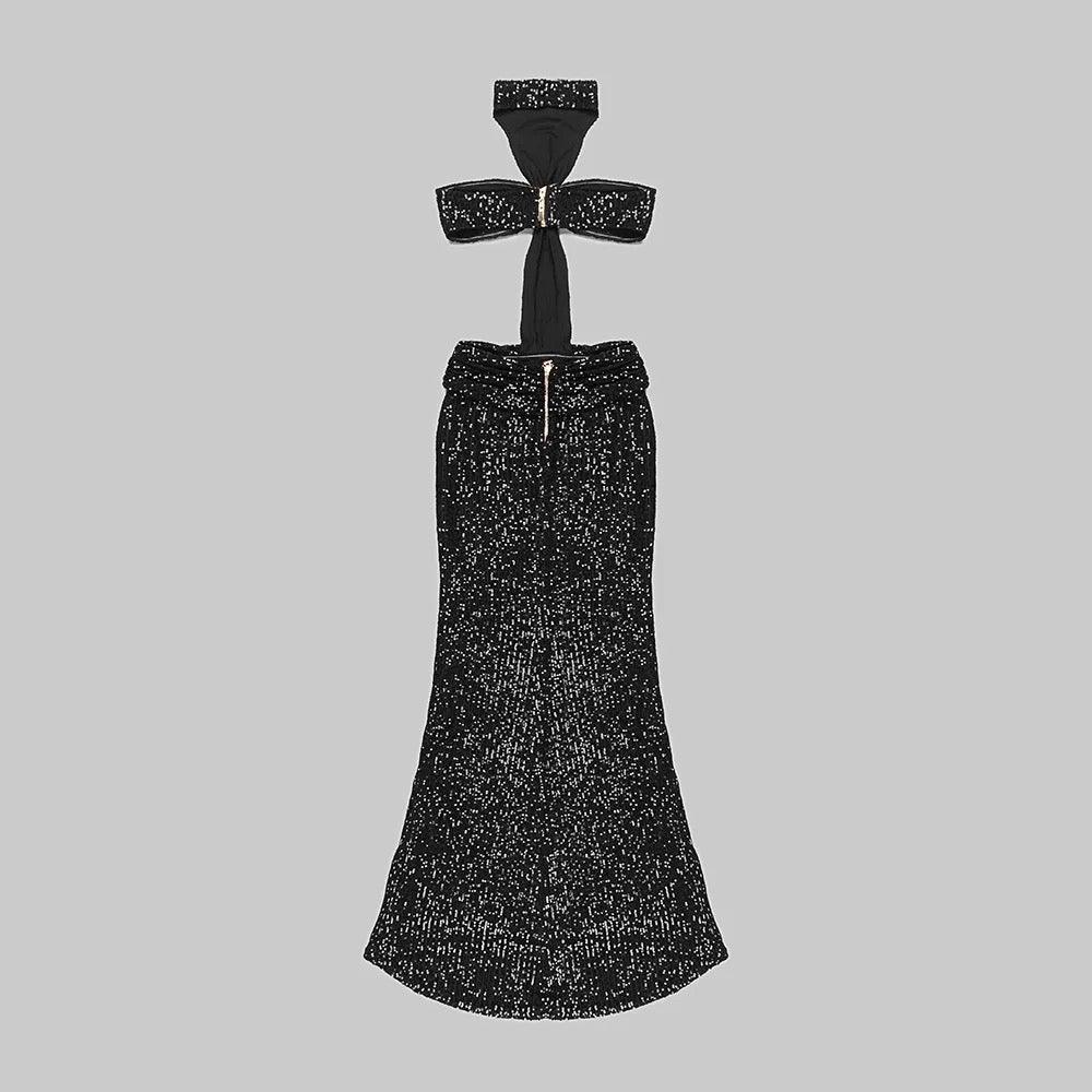 Cross nia Gown in Black REBECATHELABEL