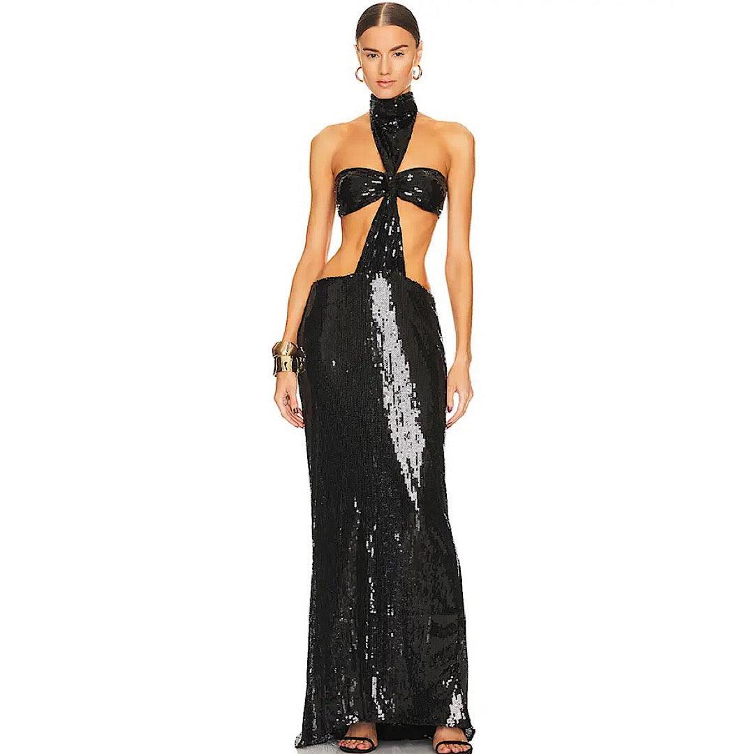 Cross nia Gown in Black REBECATHELABEL